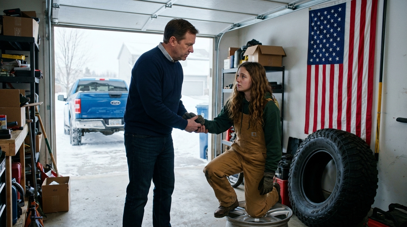 Na véspera de Natal, fui ver como minha filha estava na oficina e a encontrei sozinha em um depósito gelado, comendo pão amanhecido só para aguentar o turno. Enquanto isso, seus meio-irmãos estavam na propriedade da família — quarenta e oito convidados, porcelana fina, tudo aconchegante e brilhante. Minha esposa era a anfitriã. Minha filha não havia sido convidada. Ela olhou para mim, com lágrimas nos olhos, e sussurrou: “Papai… a vovó disse que meninas como eu só servem para trabalhar com as mãos”. Não discuti. Coloquei-a no carro e dirigi direto para o jantar. Entrei e o silêncio tomou conta do ambiente. O que eu disse àqueles convidados…
