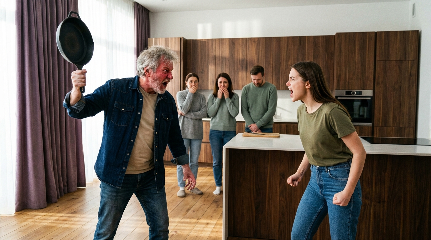 Meu sogro gritou: “Seu maldito aproveitador!” e me bateu com uma frigideira. De manhã, o banco reportou uma transferência de 80 milhões para a minha conta.