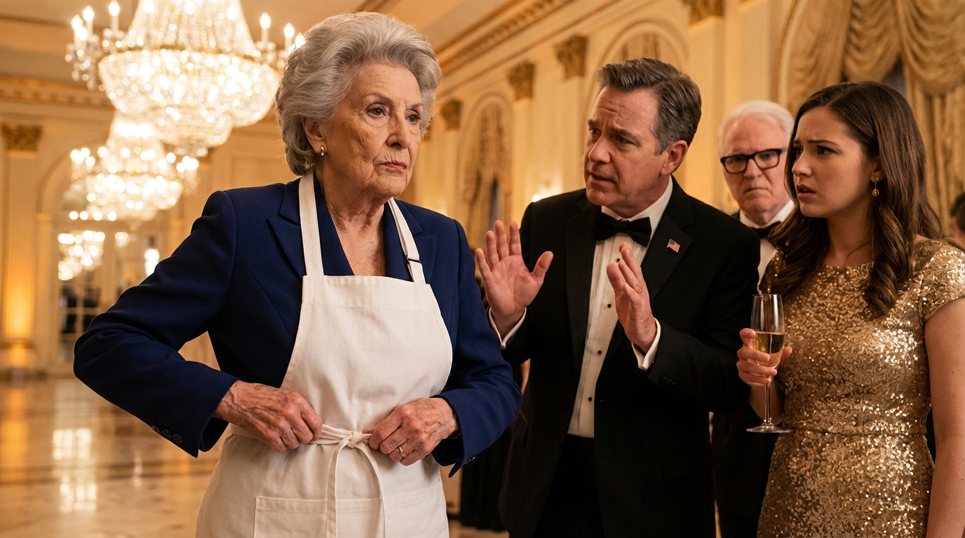 Vim ao Harvard Club para sorrir para as fotos de noivado do meu filho, mas enfiaram um avental nas minhas mãos e ouvi meu futuro sogro rir: “Não deixem a faxineira perto dos sócios”, então fiquei quieta, com uma taça de champanhe na mão, esperando até que o único homem com poder na sala finalmente dissesse meu nome em voz alta.