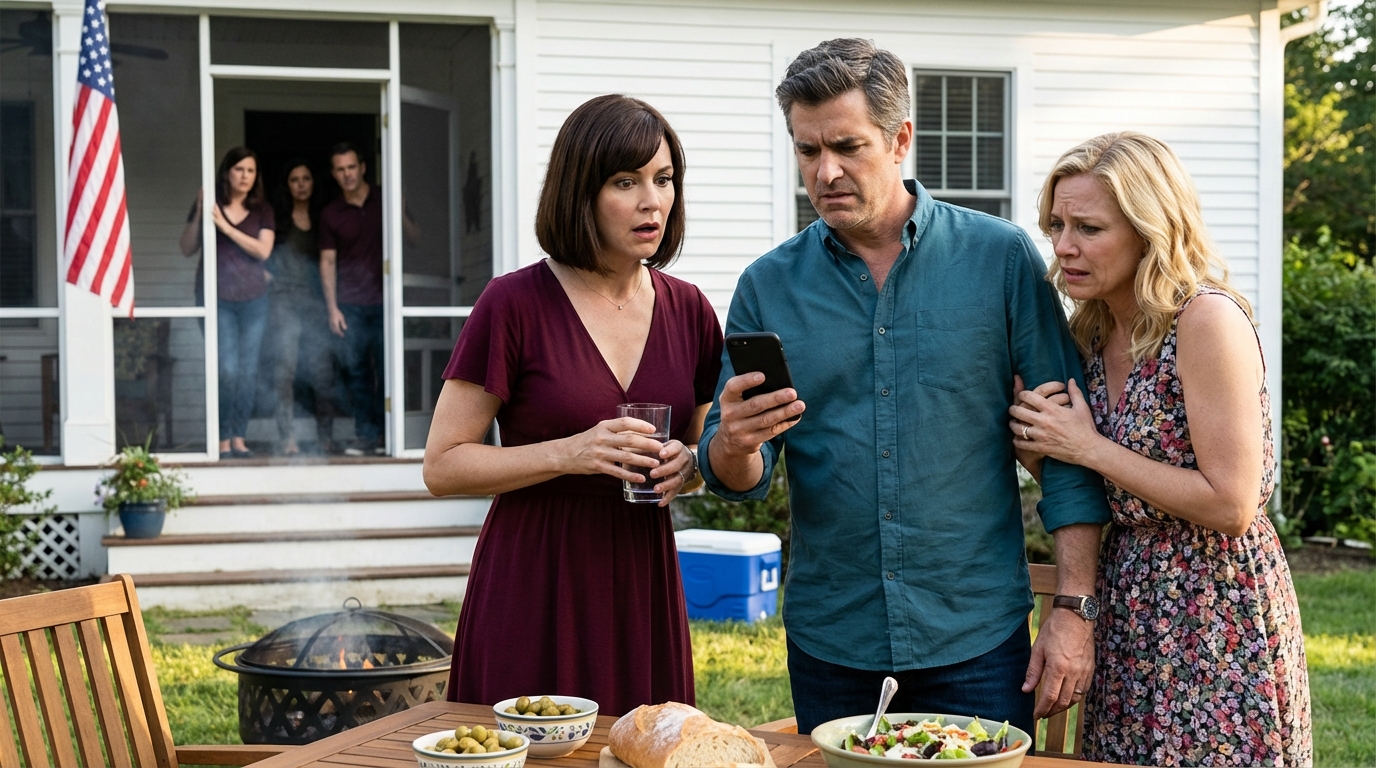 No encontro de família, meu pai apresentou sua enteada como “minha filha de verdade” e disse a 40 parentes que eu era “o erro do seu primeiro casamento”. Todos riram. Dei um gole na minha água, sorri e disse: “Já que estamos nos apresentando…” e peguei meu celular. O rosto da sua nova esposa empalideceu completamente.